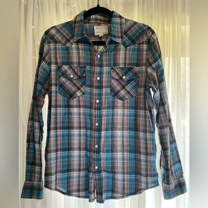 Multicolor Plaid Western-Style Shirt